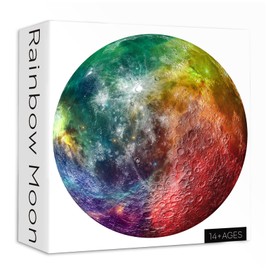 Space Rainbow Moon Puzzles for Adults 1000 Pieces, Planet Round Solar System Jigsaw Puzzles, Hard Galaxy Circle Puzzles