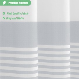 Dynamene Grey Fabric Shower Curtain, Farmhouse Boho Striped Tassel Shower Curtains for Bathroom, Bohemian Textured Cloth Shower Curtain Set with Hooks, Water Repellent, Wrinkle Free, 72x72