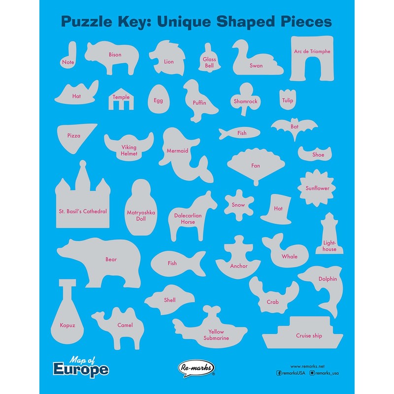 Re-marks Map of Europe Deluxe Jigsaw Puzzle with Whimsy Pieces