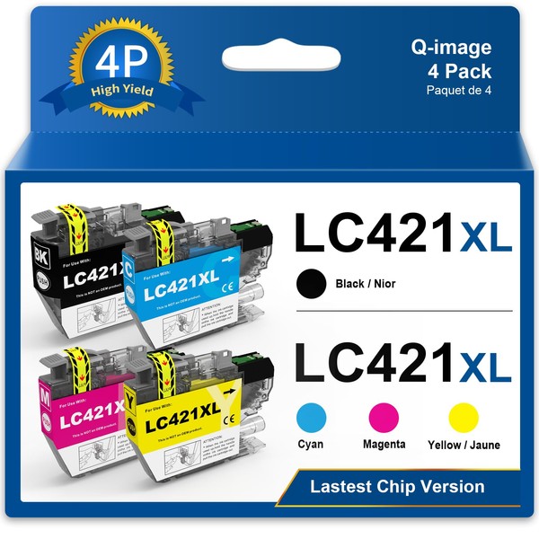 LC421XL Compatible Printer Cartridges for Brother LC421XL LC-421 XL LC-421XL VAL Printer Cartridges Compatible with Brother DCP-J1050DW Cartridges DCP-J1140DW Cartridges MFC-J1010DW Cartridges Pack of