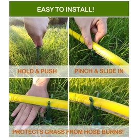 Garden Hose Guide Stakes Set of 10 - Heavy Duty 5/8” Hose holder spike for Lawn & Plant Saver, Yard Soaker Support, Durable Kink-Free Watering (Fits 5/8”Hoses)