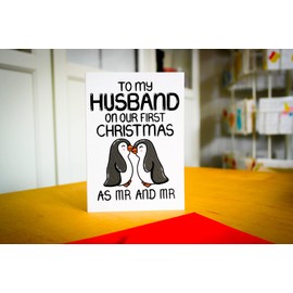 To My Husband from Husband On Our First Christmas As MR And MR Christmas Card Gay Christmas Card