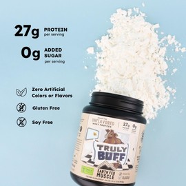 Earth Fed Muscle Truly Buff Truly Grass Fed Whey Protein Isolate - No Artificial Ingredients, Soy Free, Gluten Free, Non-GMO and Hormone Free (2 Pound, 30 Servings, Unflavored)