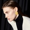 Chunky Round Link Earrings for Women 14k Gold Plated Geometric