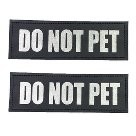 Albcorp Reflective Do Not Pet Patches with Hook Backing for Service Animal Vests /Harnesses Large (6 X 2) Inch