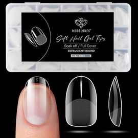 modelones Puntas Redondas Ovaladas Cortas - 500Pcs Pre-Formado Medio Mate Cubierta Completa Uñas Postizas Gel No Archivado para Extensión de Uñas Art 