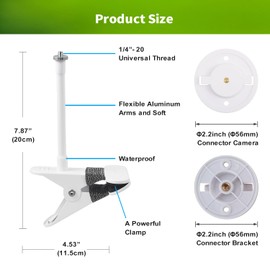 Lonnky Flexible Clip Mount for TP-Link Tapo C200/C210/C220/C230 Cameras, 15cm Adjustable Gooseneck Clamp Holder for Indoor Outdoor Security and Baby Monitor Use