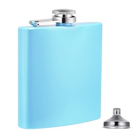 8th Day Fashion 6OZ Hip Flask for Liquor Pocket Size Stainless Steel Leakproof with Funnel Set Alcohol Drinking Flask Set (Blue)