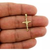 JEWELZWORLD 10K Yellow Gold Diamond Cut Jesus Crucifix Cross Pendant,