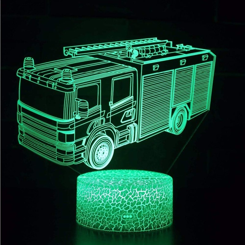 YTDZLTD Optical Illusion 3D Fire Brigade Car Night Light 16
