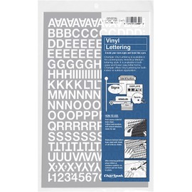 Chartpak Self-Adhesive Vinyl Capital Letters and Numbers, 1/2 Inches High, White, 201 per Pack (01016)