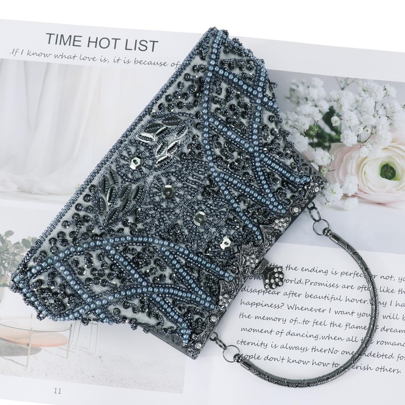 DA BODAN Women's Evening Bag Vintage Beaded Sequin Pearl Clutch