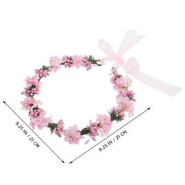 Baluue Boho Bridal Floral Crown Ribbon Wedding Headband Lightweight Secure Bohemian Flower Wreath for Brides Garden Beach Ceremony Photos Party Hair Accessory