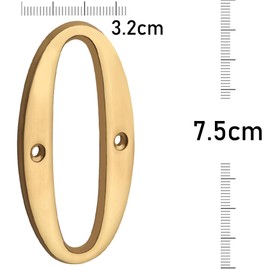 Modern House Number Polished Brass Copper Number 3D Modern Door Numbers Signage Number Plate Numbers Home Address Street Sign Floating Appearance And Easy To Install 7.5cm (N.0)