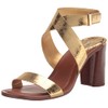 Franco Sarto Womens Olinda High Heel Dress Sandal Gold Crinkle