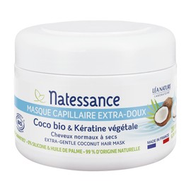 Natessance - Extra Soft Hair Mask - Organic Coconut & Vegetable Keratin - Certified Bio Cosmos Organic Pot - 200ml