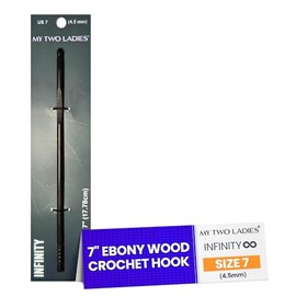 My Two Ladies | Infinity | Crochet Hook | 7" Ebony Wood Crochet Hook with Thumbprint, Ergonomic Design & Grip, Smooth Finish, Durable, Lightweight | Size 7 (4.5mm)