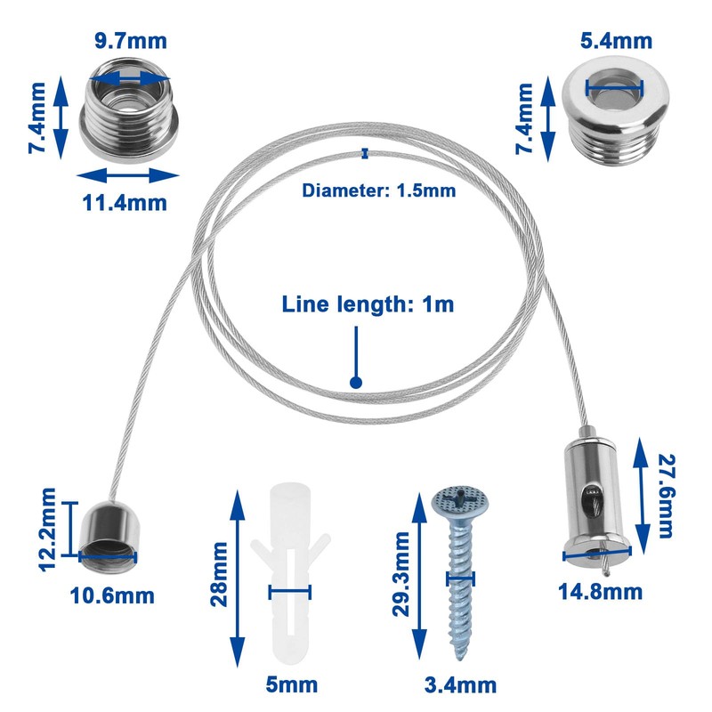 ECSiNG 10 Sets Lighting Suspension Kit Ceiling Hanging Wire Cable