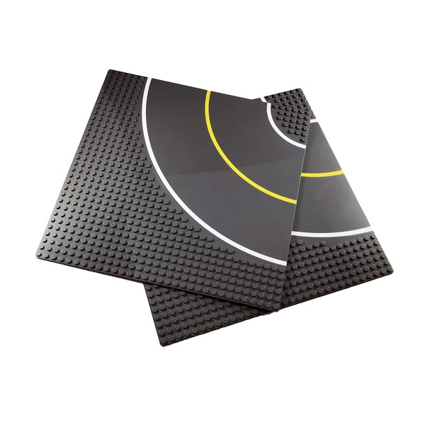 Classic Building Block Road Base Plates Compatible with All Major Brands (2X Curve Roads)