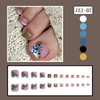 Butterfly Press on Toenails French Tip Fake Toenails Short Square
