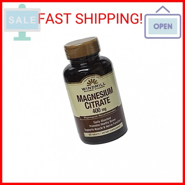 Windmill Natural Vitamins Magnesium Citrate 400mg 60 Tablets (Pack of