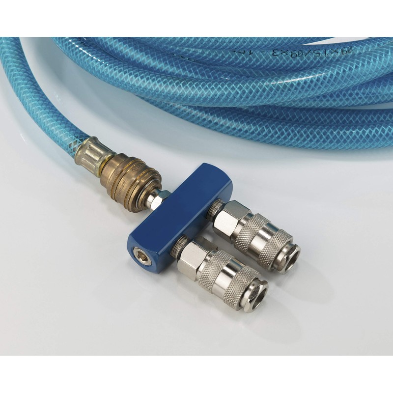 Scheppach Pneumatic Quick Couplings Set, 2 Way, 1 Piece, Blue/Silver,