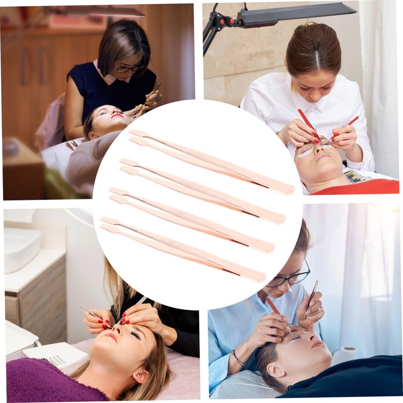 Gatuida 4 pcs Stainless Steel Eyelash Extension Tweezers Ergonomic Design