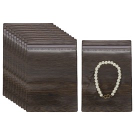 uxcell 50pcs Clear PVC Jewelry Storage Bags Plastic, 3.5" x 5.1" PVC Transparent Lock Bag Plastic Bag with Zipper Closure for Rings Earrings Bracelet Storage Display, Deep Wooden Grain