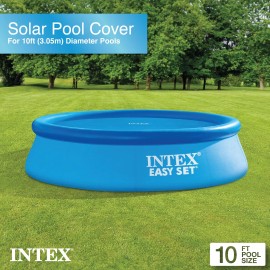 Intex 10 Foot Round Blue Solar Pool Cover Easy Use Heat Retention Debris Protection