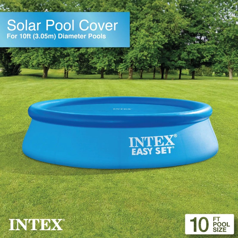 Intex 10 Foot Round Blue Solar Pool Cover Easy Use