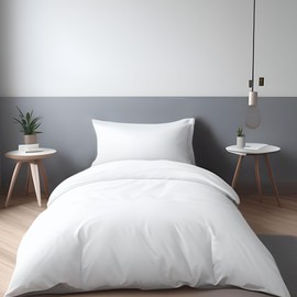 LivinEase Brushed Microfibre Single Duvet Cover Sets - 100 GSM White Single Duvet Cover with 1 Pillowcase (50x75 cm) - Hotel Quality Hypoallergenic, Easy Care and Comfortable