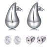 QWALIT Silver Earrings for Women Chunky Silver Earrings Teardrop Earring Chunky Tear Drop Earring for Women Trendy