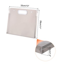 PATIKIL 13 x 11 Inch Plastic Art Portfolio, Large Art Storage Bag with Handles, Waterproof Folder Container for Artwork Drawing Sketch Poster Photography Diamond Painted, Clear Gray