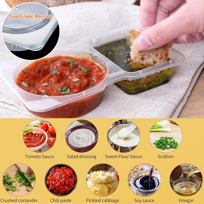 20PCS Reusable Snack Container,Double Compartment Snack Pots with Lids Thickened