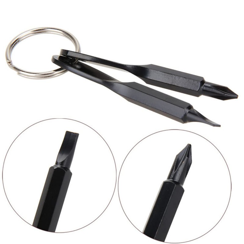 HappyHome Screwdriver Keychains, Phillips and Negative 2-Pack Portable Keychain with