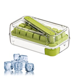 Ice Cube Tray Lid and Bin,Ice Trays for Freezer Easy Fill and Release,Vertical Ice Maker,16 Pcs Ice Cube Mold (Green) (green)