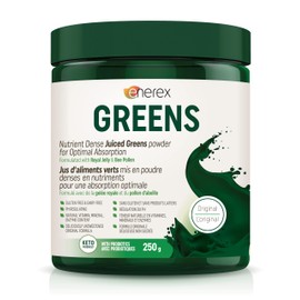 ENEREX ENEREX - Organic Juiced Greens Powder 250g 25-Servings - Formulated with Royal Jelly & Bee Pollen - Natural Vitamin, Mineral, Enzyme Content with Probiotics - Gluten and Dairy-Free