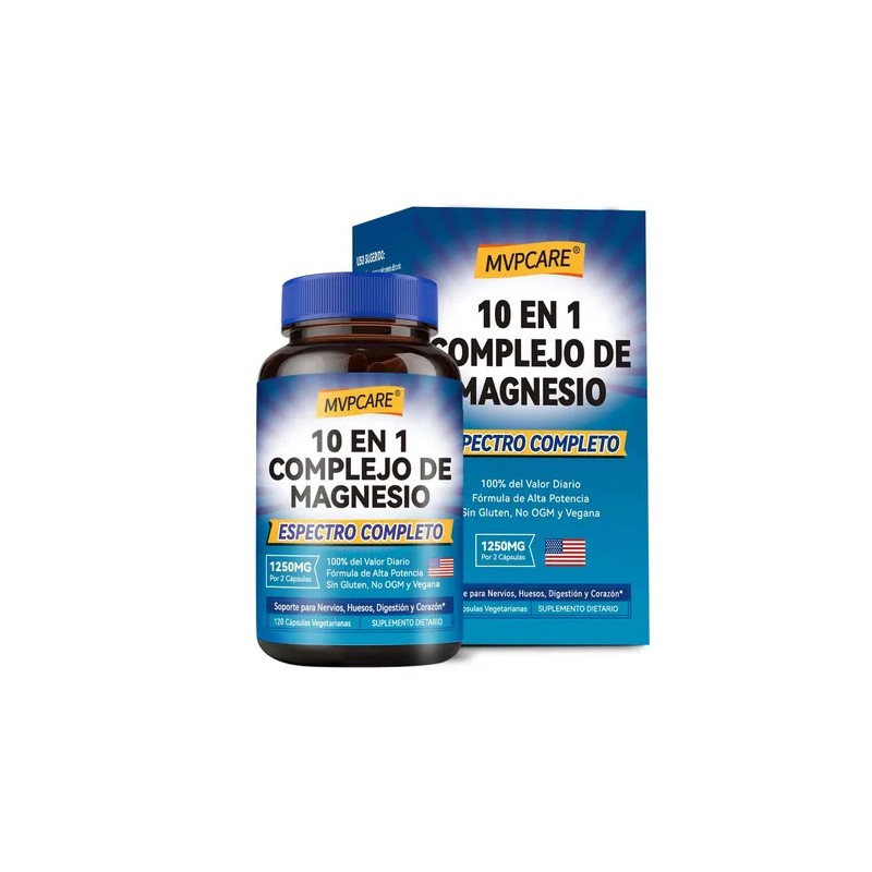 Mvpcare Suplemento Complejo De Magnesio 10 Elemental 1250mg 120 Cápsulas