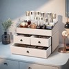 KINGFOM Make Up Organiser with Drawer Makeup Organiser PU Leather