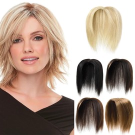 Rose bud Remy Human Hair Toppers Hair Pieces with Thinning Hair Real Wiglet Hair Pieces Clip in Topper Hair Extensions Platinum Blonde 18 Inches