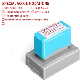 Sayglossy 1 Pcs Special Accommodations Self Inking Stamp for Teachers SPED Modifications Rubber Stamp First Day of School Teacher Back to School Dormitory Supplies (Blue Case with Red Ink)