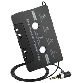 Car Cassette Aux Adapter with Microphone, 3.5MM Cable Audio Cassette Tape Adapter Player for Car, MP3, Phone, 3.2 Feet Cable