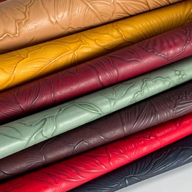 ONEART | 7 Pcs Floral Embossed Faux Leather Sheets, 8.2"×11.8" PU Embossed Textured Synthetic Vinyl Fabric Sheets for Sewing Bows Purse DIY Crafts-Dark Color