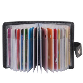 GERIINEER Credit Card Holder Leather Wallet for Women and Men Bank Card Case Wallet ID Card Organiser Business Card Case 40 Card Slots