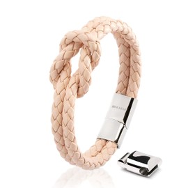 SERASAR 16 cm Pour Femme en Cuir véritable Rose Bracelet en Cuir avec boîte Cadeau noeud Bracelet bijoux Femme Bracelets jonc Petite amie Soeur fille Couple cadeaux Maman mère épouse