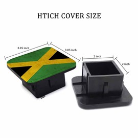 Beabes Jamaica Flag Trailer Hitch Covers Jamaican National Flag Heavy Duty Receiver Tube Cover 2 Inch, Towing Hitch Plug Covers Hitch Caps for RVs SUVs Trucks and Cars