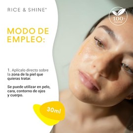 RICE & SHINE | Aceite de Germen de Arroz - Aceite Facial Natural con Vitamina E | Skin Care 60% más Vitamina E que el Aceite de Argán - Protección par