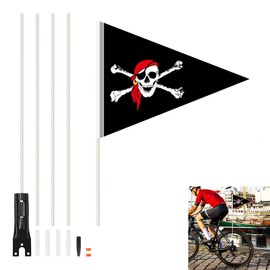 Billowvolve Bicycle Bunting Safety Flag Boys Bunting Pole Children 150 cm Police Bicycle Flag Bicycle Pennant Children's Bicycle Flag for Children's Bicycle (Pirate Black Rod)