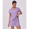 PINSPARK Womens Loungewear Set Short Sleeve Tracksuit V-Neck Pullover Tops