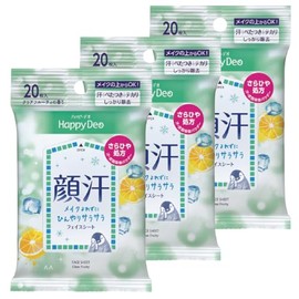 MANDOM Happy Deo Face Sheet, Can Be Used Over Makeup, Clear Fruity, 20 Sheets x 3 Pieces